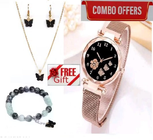 Flower Designer Women’s & Girl’s Analog Watch with Bracelet Set – PA Mart